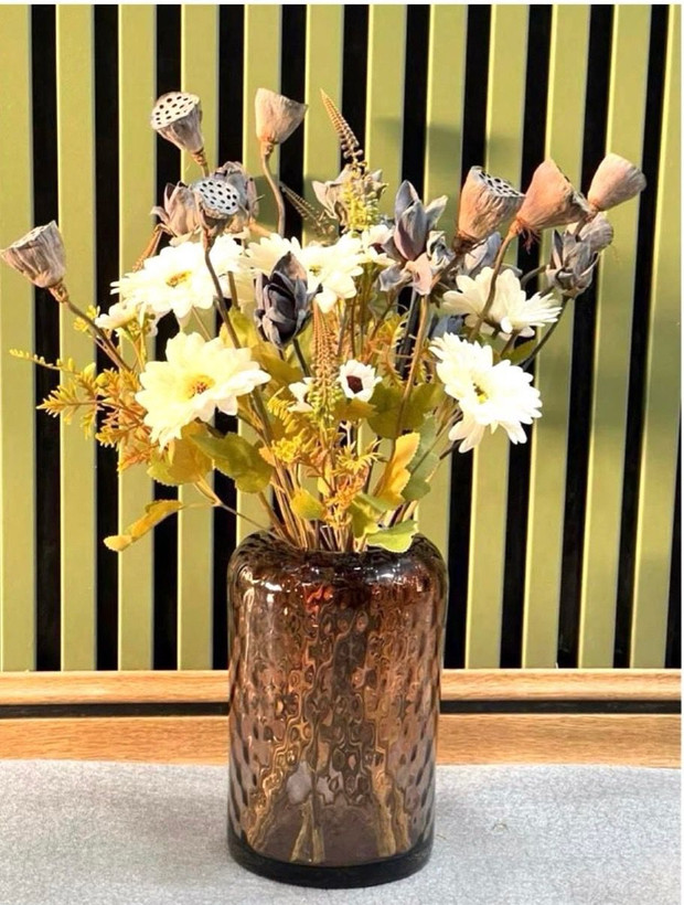 گلدان شیشه ای دفرمه دست ساز مدل گلوریا
