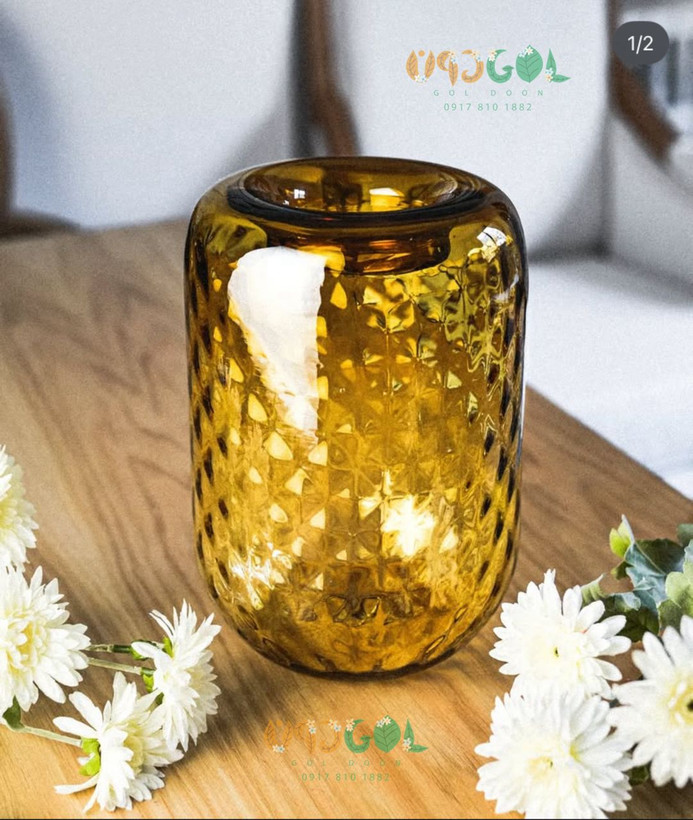 گلدان شیشه ای دفرمه دست ساز مدل گلوریا