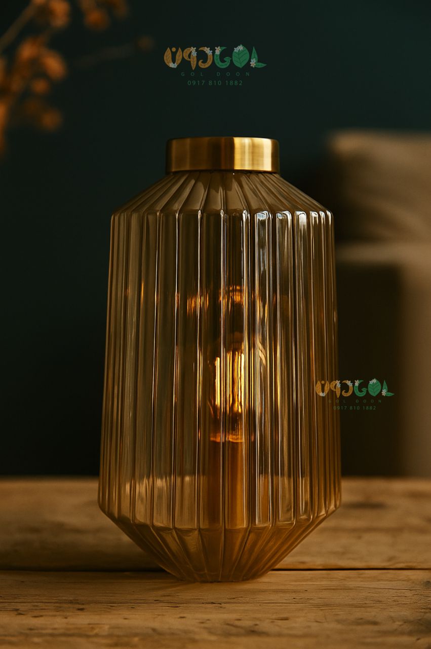 گلدان شیشه رومیزی طرح خطی کد 13