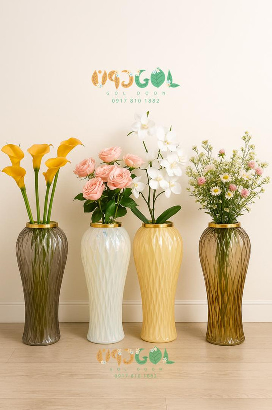 گلدان کنار سالنی شیشه ای طرح ویکتوریا کد 35 بزرگ