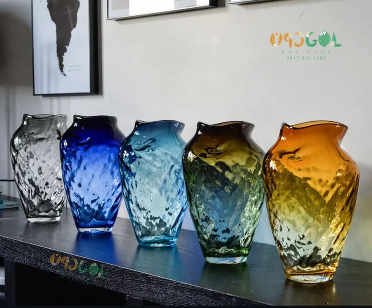 گلدان شیشه ای دفرمه دست ساز مدل ارکیده