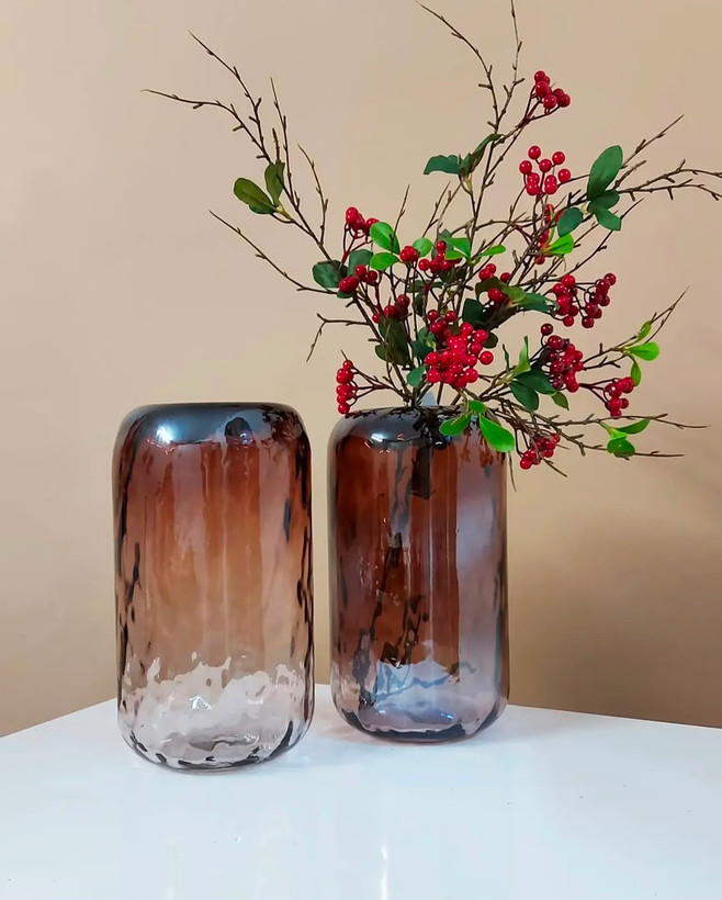 گلدان شیشه ای دفرمه دست ساز مدل کپسولی